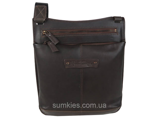 Чоловіча шкіряна сумка через плече Mykhail Ikhtyar коричнева - Фото 4