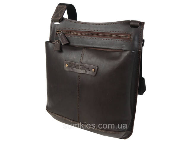 Чоловіча шкіряна сумка через плече Mykhail Ikhtyar коричнева - Фото 5