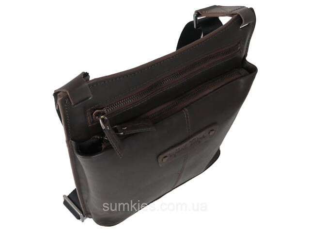 Чоловіча шкіряна сумка через плече Mykhail Ikhtyar коричнева - Фото 7