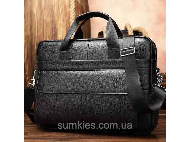 Чоловіча шкіряна сумка для ноутбука та документів 39х28х8, портфель для міста Tiding Bag RD-23134 чорний - Фото 1