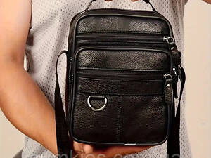 Чоловіча шкіряна сумка Dovhani Black 206-1132 Чорна