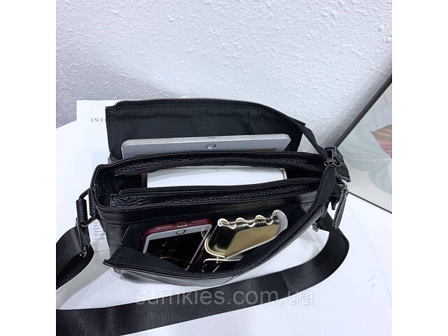 Чоловіча шкіряна сумка-месенджер, барсетка на одне плече 22x26x6 Tiding Bag 75-5271 чорна - Фото 2