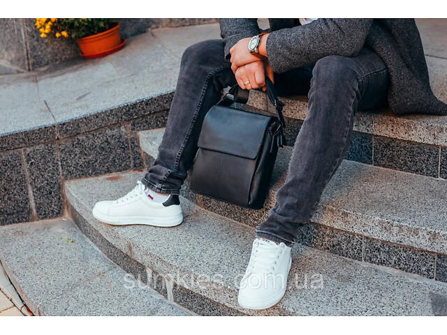 Чоловіча шкіряна сумка-месенджер, барсетка на одне плече 22x26x6 Tiding Bag 75-5271 чорна - Фото 6