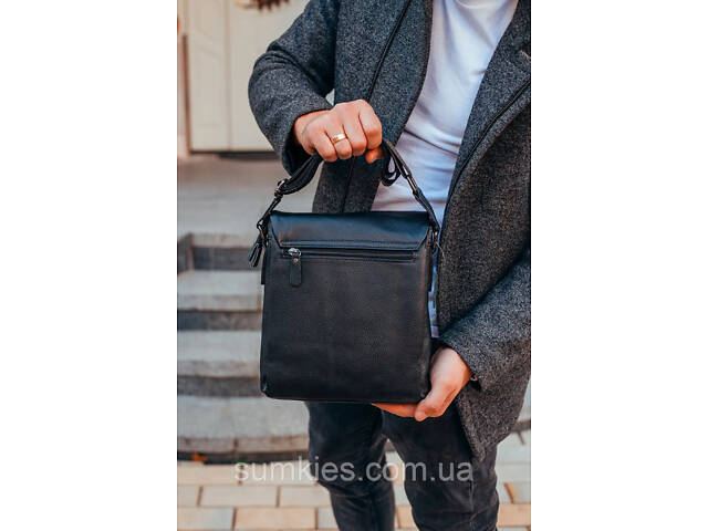 Чоловіча шкіряна сумка-месенджер, барсетка на одне плече 22x26x6 Tiding Bag 75-5271 чорна - Фото 8