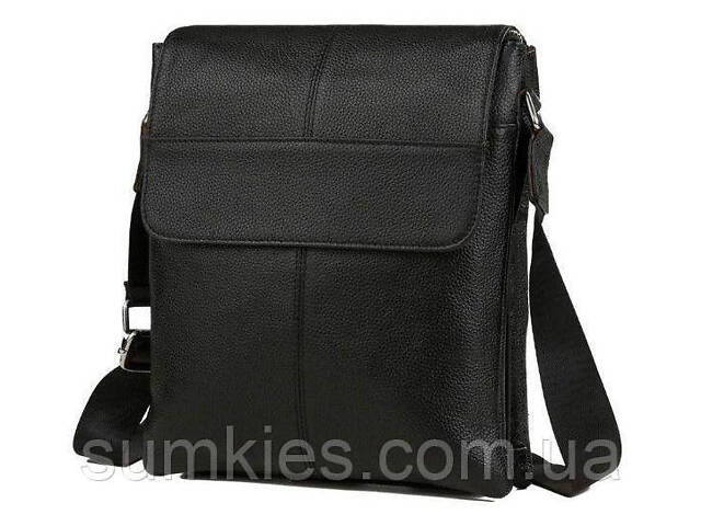 Чоловіча шкіряна сумка, месенджер Tiding Bag чорний - Фото 1