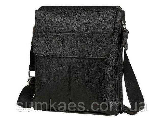 Чоловіча шкіряна сумка, месенджер Tiding Bag чорний - Фото 1