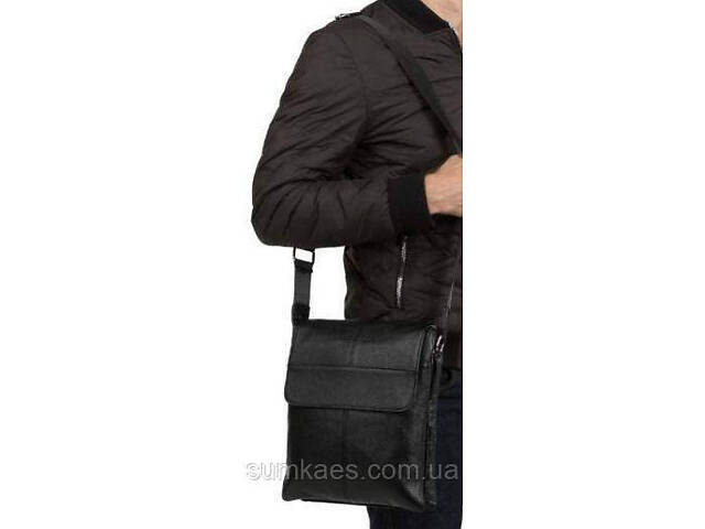 Чоловіча шкіряна сумка, месенджер Tiding Bag чорний - Фото 5