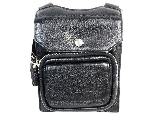 Чоловіча шкіряна сумка на плече Giorgio Ferretti чорна - Фото 1