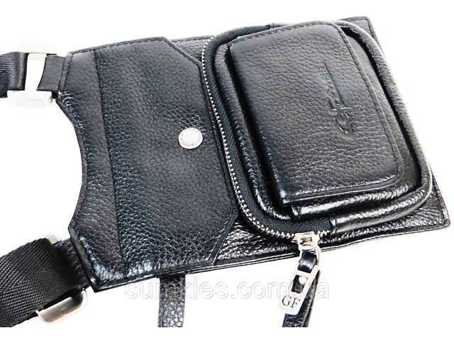 Чоловіча шкіряна сумка на плече Giorgio Ferretti чорна - Фото 4