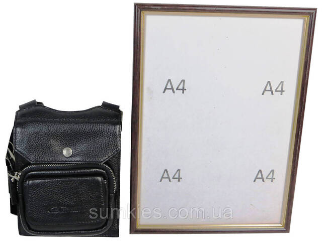 Чоловіча шкіряна сумка на плече Giorgio Ferretti чорна - Фото 7