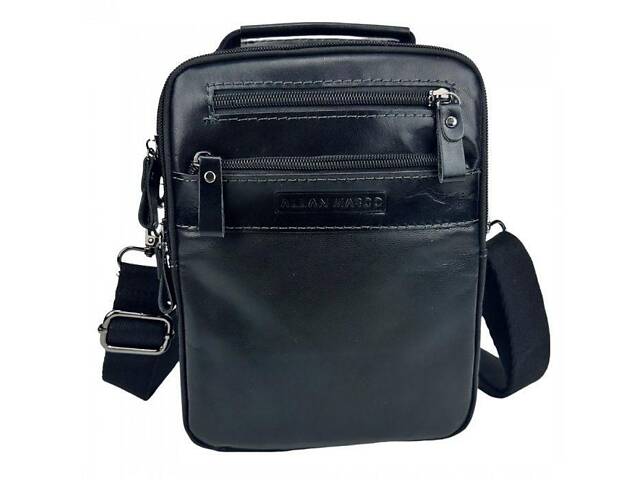 Чоловіча шкіряна сумка, планшетка Ruff Ryder чорна - Фото 1