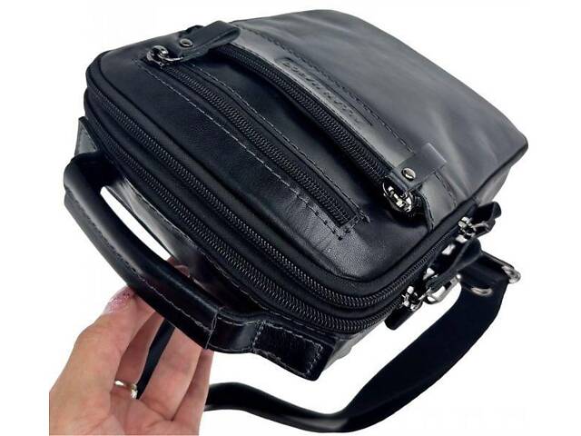 Чоловіча шкіряна сумка, планшетка Ruff Ryder чорна - Фото 6