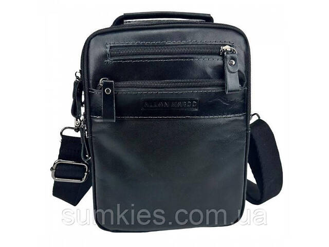 Чоловіча шкіряна сумка, планшетка Ruff Ryder чорна - Фото 1