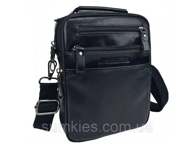 Чоловіча шкіряна сумка, планшетка Ruff Ryder чорна - Фото 2