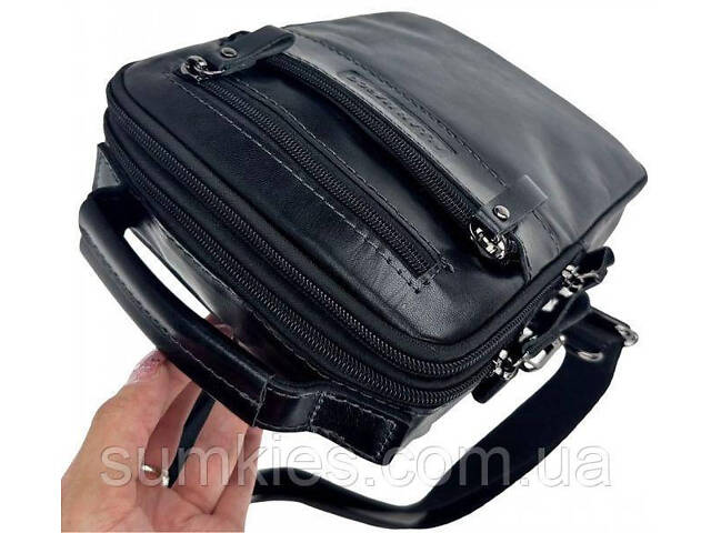 Чоловіча шкіряна сумка, планшетка Ruff Ryder чорна - Фото 6