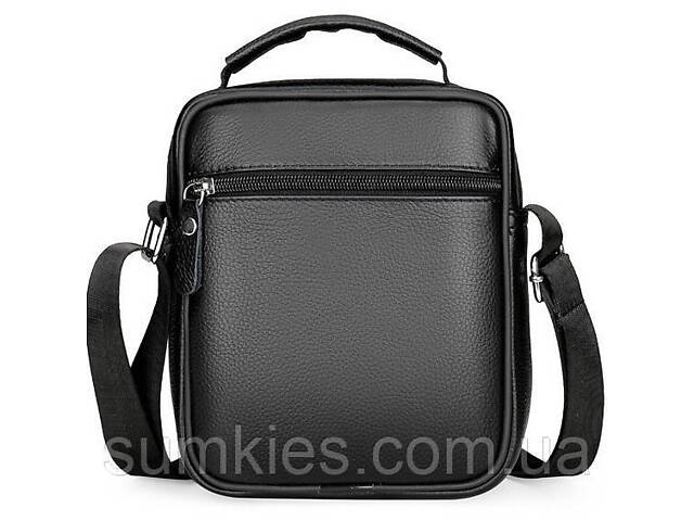 Чоловічі шкіряні сумки планшет 17х21х9, барсетка через плече з ручкою чорна 86802 - Фото 6
