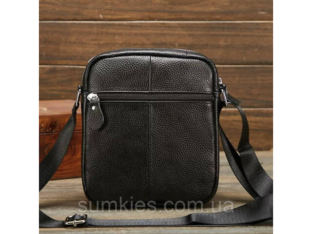 Чоловіча шкіряна сумка планшет 18х21х7, барсетка через плече Tiding Bag LA3314-1BL чорна - Фото 7