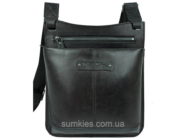 Чоловіча шкіряна сумка-планшетка Mykhail Ikhtyar чорна - Фото 1