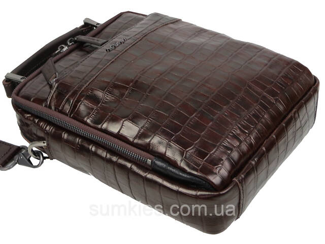 Чоловіча шкіряна сумка, планшетка під крокодила Mykhail Ikhtyar коричнева - Фото 7