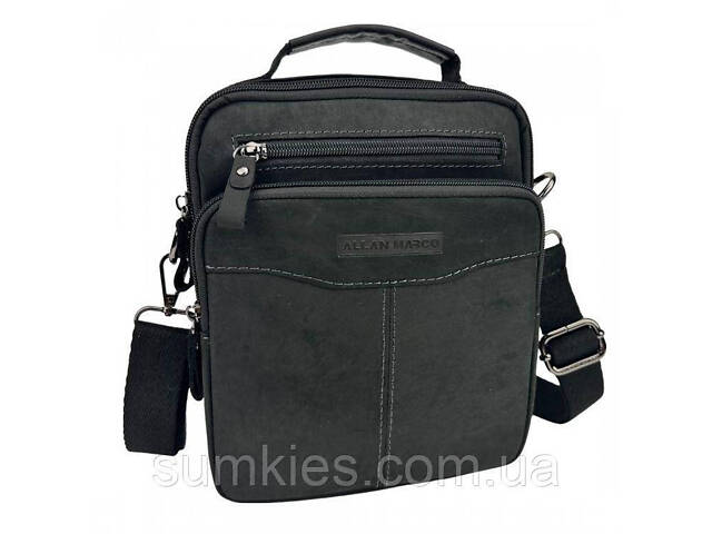 Чоловіча шкіряна сумка, планшетка Ruff Ryder чорна - Фото 1