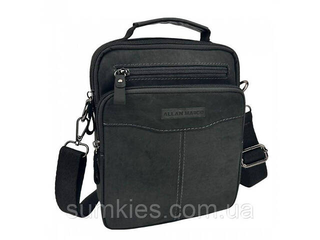 Чоловіча шкіряна сумка, планшетка Ruff Ryder чорна - Фото 2