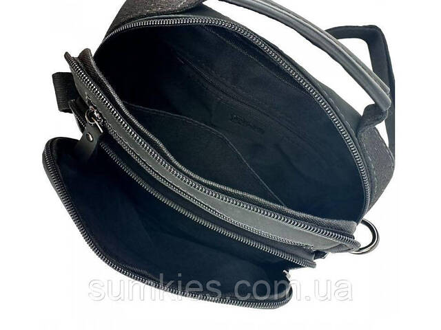 Чоловіча шкіряна сумка, планшетка Ruff Ryder чорна - Фото 4