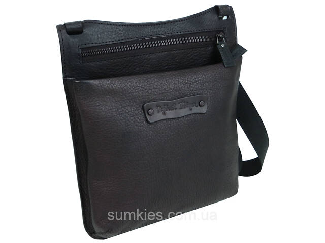 Чоловіча наплічна сумка з натуральної шкіри Mykhail Ikhtyar чорна - Фото 2