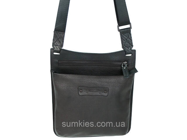 Чоловіча наплічна сумка з натуральної шкіри Mykhail Ikhtyar чорна - Фото 1