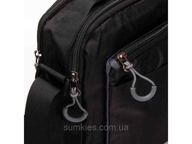 Чоловіча плечова сумка Lanpad тканинна, чорний - Фото 7