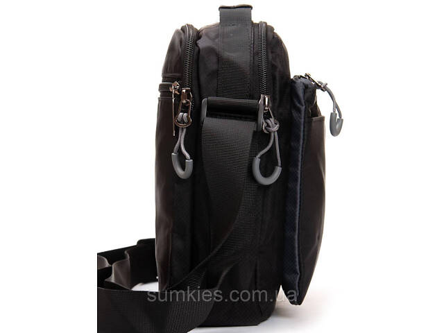 Чоловіча плечова сумка Lanpad тканинна, чорний - Фото 5