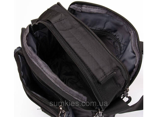 Чоловіча плечова сумка Lanpad тканинна, чорний - Фото 6