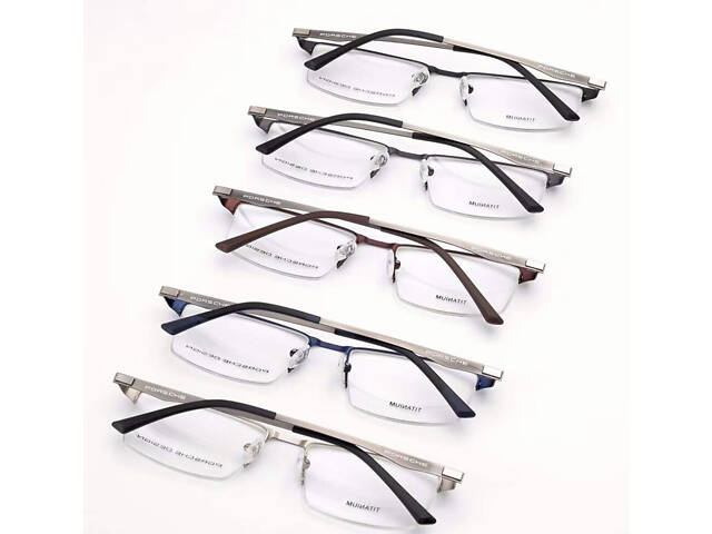 Чоловіча полуободкова оправа P-9869 silver PTR - Фото 3