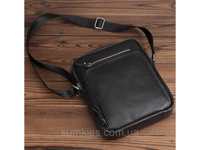 Чоловіча сумка-барсетка через плече з ручкою 21х26х6 сумка месенджер шкіряна Tiding Bag M616932 чорна - Фото 7