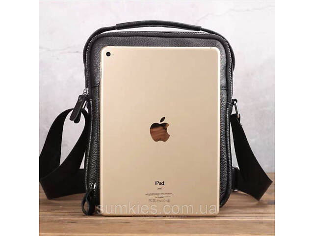 Чоловіча сумка-барсетка через плече з ручкою 21х26х6 сумка месенджер шкіряна Tiding Bag M616932 чорна - Фото 6