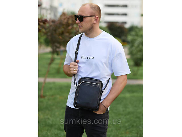 Чоловіча сумка-барсетка через плече з ручкою 21х26х6 сумка месенджер шкіряна Tiding Bag M616932 чорна - Фото 10