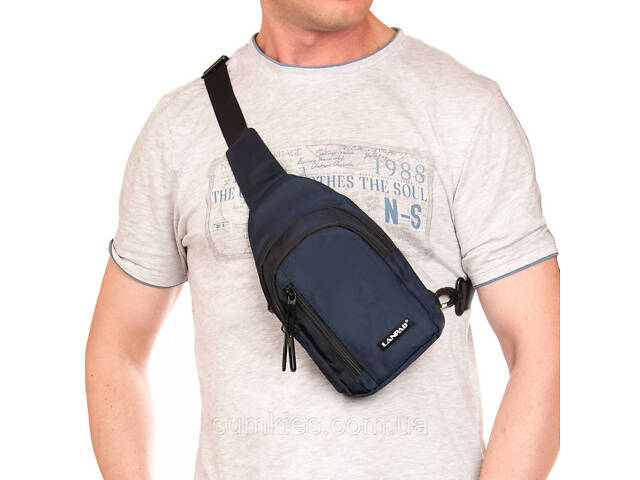 Чоловіча сумка через плече Lanpad синя - Фото 7