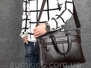 Чоловіча сумка для ноутбука екошкіра, чоловічий діловий портфель під ноутбук планшет локшина, макбук сумка-папка