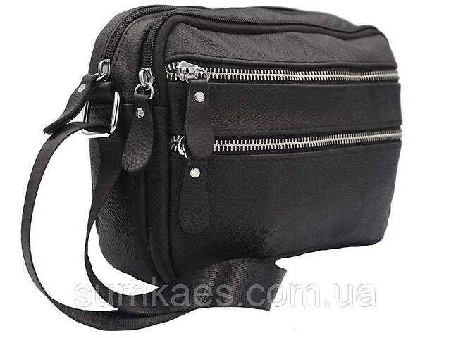 Чоловіча сумка з натуральної шкіри 3925-11BLACK чорна - Фото 2