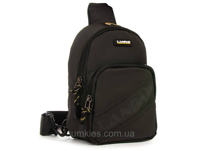 Чоловіча сумка на плече, слінг Lanpad чорна - Фото 1