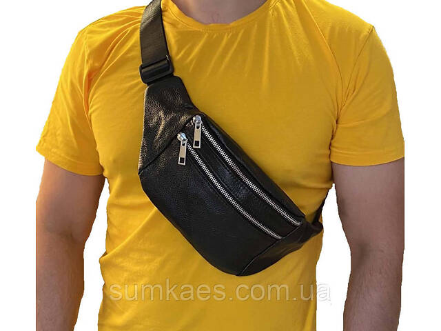 Чоловіча сумка на пояс R398-2 чорна - Фото 9