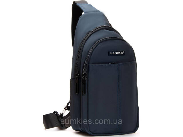 Чоловіча сумка-слінг Lanpad тканинна, синій - Фото 1