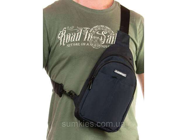 Чоловіча сумка-слінг Lanpad тканинна, синій - Фото 2