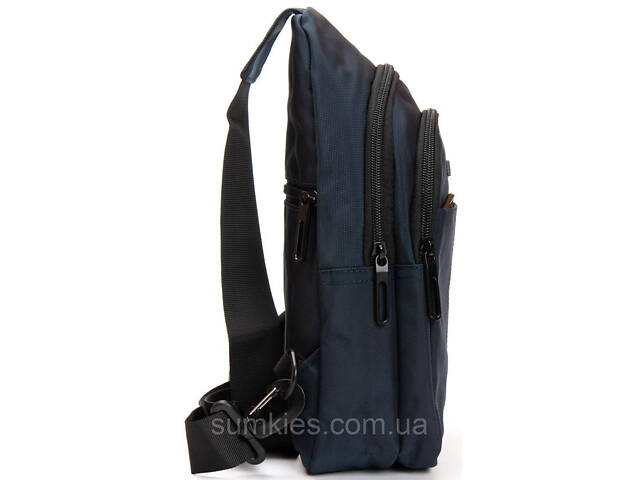 Чоловіча сумка-слінг Lanpad тканинна, синій - Фото 5