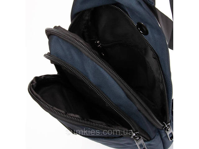 Чоловіча сумка-слінг Lanpad тканинна, синій - Фото 6