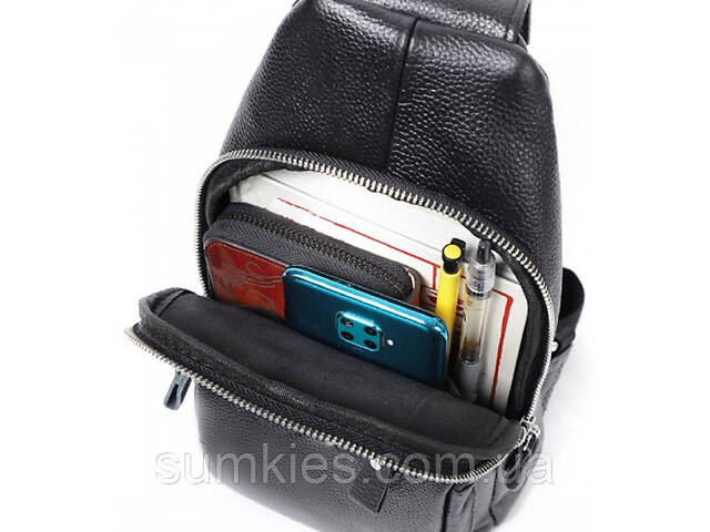 Чоловіча сумка-слінг Tiding Bag чорна - Фото 4