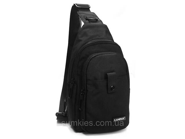 Чоловіча сумка тканинна Lanpad чорна - Фото 1