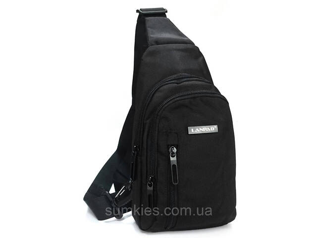 Чоловіча сумка тканинна Lanpad чорна - Фото 1