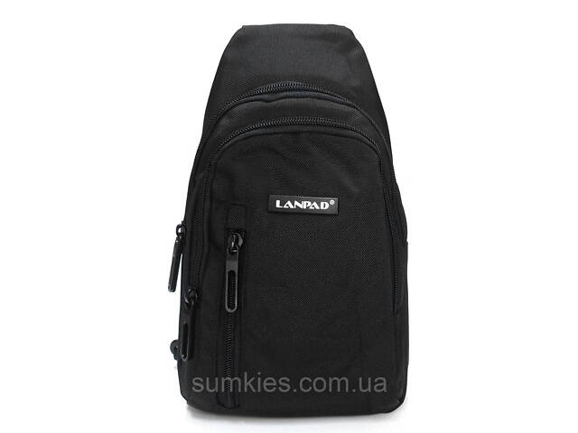 Чоловіча сумка тканинна Lanpad чорна - Фото 2