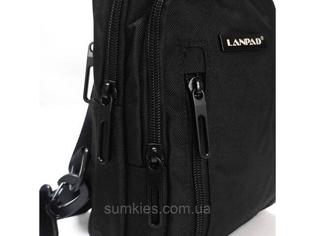 Чоловіча сумка тканинна Lanpad чорна - Фото 5