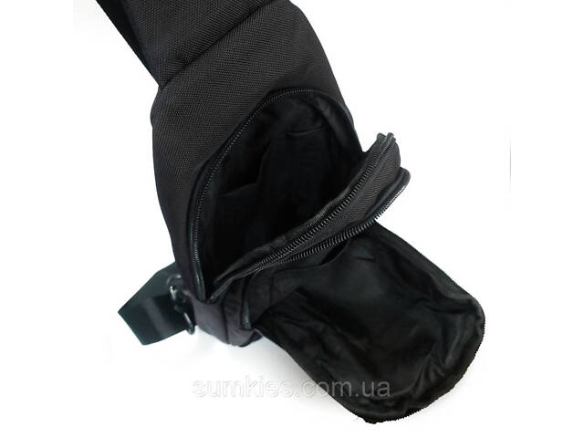 Чоловіча сумка тканинна Lanpad чорна - Фото 6